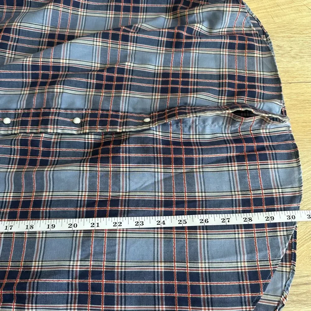 Levi's Vintage 80s Western Pearl Snap Plaid Shirt White tab L
